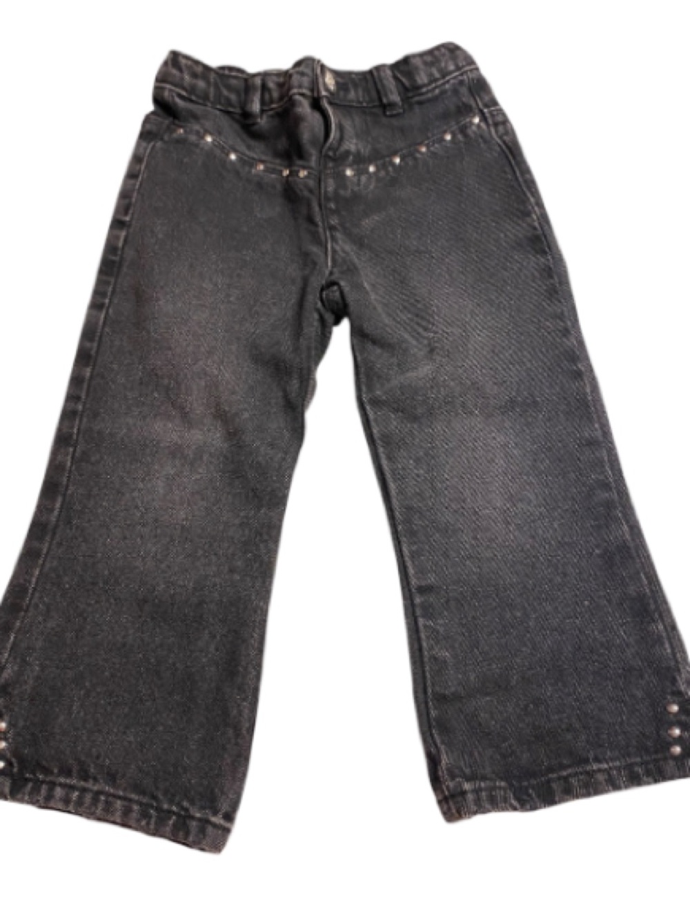 Zara Kids Black Wide-Leg Jeans with Stud Detail Size 3